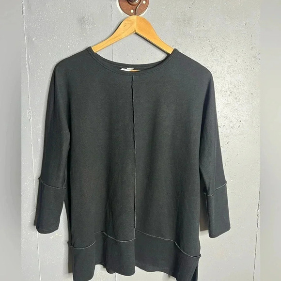Spanx Perfect Length Sweatshirt Dolman 3/4 Sleeve Pullover Black Womens S - Picture 1 of 8